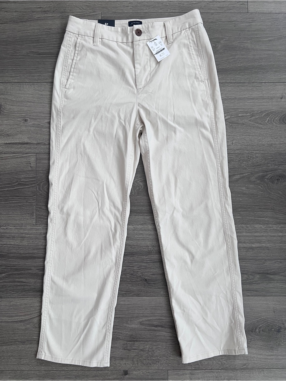 J.CREW Everyday Chino Pants Size 4 Petite Natural Cream Straight Leg Minimalist